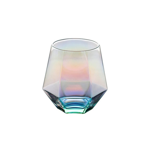 Crystal Glass Hexagonal Juice Pitcher Cup Set Cold Kettle Transparent  Stained Glass Juice Jugs Diamond Tea