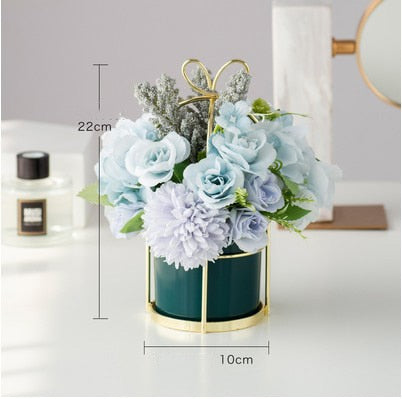 office home tabletop decorative ceramic flower pot factory European Ceramic Vase Office Coffee Desktop Artificial Flower Pot Home – SUNSET DOVE