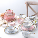 Gold Gray Pink Marble Dinner Plate