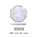 Gold Gray Pink Marble Dinner Plate