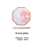 Gold Gray Pink Marble Dinner Plate