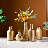 Golden Glass Vase Home Decor Flower Vase