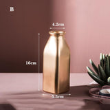 Golden Glass Vase Home Decor Flower Vase