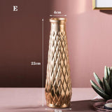 Golden Glass Vase Home Decor Flower Vase