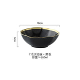 Black White  Luxury Golden Inlay Ceramic Dinner Plate