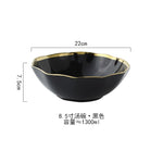 Black White  Luxury Golden Inlay Ceramic Dinner Plate