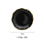 Black White  Luxury Golden Inlay Ceramic Dinner Plate