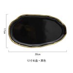 Black White  Luxury Golden Inlay Ceramic Dinner Plate