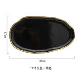 Black White  Luxury Golden Inlay Ceramic Dinner Plate