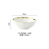 Black White  Luxury Golden Inlay Ceramic Dinner Plate