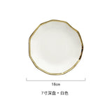 Black White  Luxury Golden Inlay Ceramic Dinner Plate