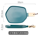 Kitchen Wooden Handle Dinner Plate