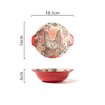 Japanese Cute Animal Double Handle Ceramic Plate