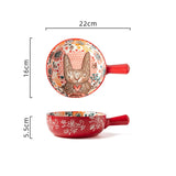 Japanese Cute Animal Double Handle Ceramic Plate